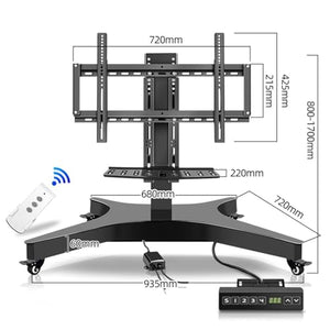 QICBYING Mobile TV Cart with Motorized TV Lift - Height Adjustable Stand for 32-75 Inch Screens