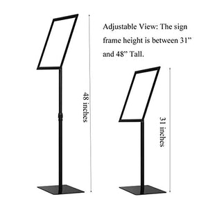 Sign Holder Adjustable Pedestal Poster Stand Heavy Duty Business Sign Stand Aluminum Snap Open Frame for Vertical and Horizontal View (8.5 x 11 Inch, 5 Pack)