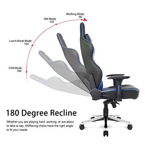 AKRacing Masters Series Max Gaming Chair with Wide Flat Seat, 400 Lbs Weight Limit, Rocker and Seat Height Adjustment Mechanisms with 5/10 Warranty