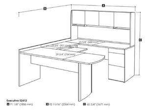 U-Shape Computer Desk with Hutch Finish: Chocolate