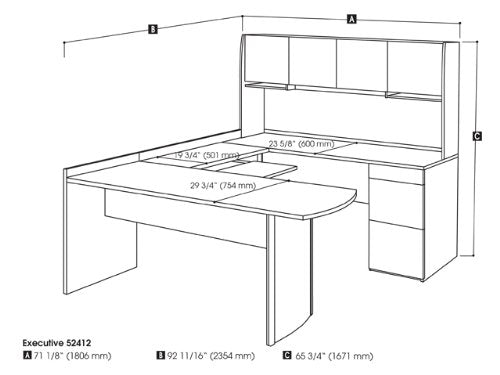 U-Shape Computer Desk with Hutch Finish: Chocolate