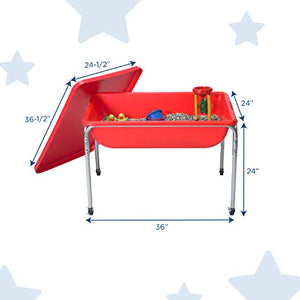 Children's Factory 24" Large Sensory Table & Lid Set, Preschool/Homeschool/Playroom, Indoor/Outdoor Play Equipment, Toddler Sand & Water Activity, Red