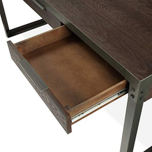 Landia Home Desk - Home Office Writing and Computer Workstation, Rustic and Industrial Design with Metal Frame and Oak Manufactured Wood Veneer