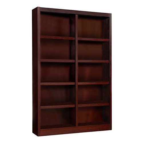 Wooden Bookshelves Double Wide 72" Bookcase Library Shelving 10 Shelves (Cherry)