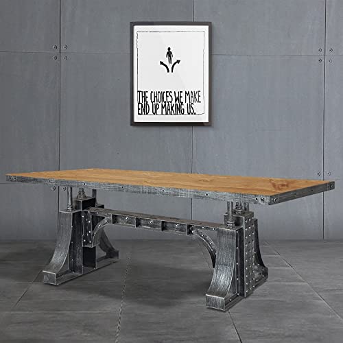 Homary 63" Industrial Office Desk Executive Desk with Solid Wood Top