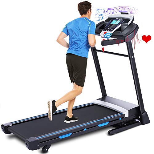 ANCHEER Folding Treadmill, APP Bluetooth Speaker 3.25HP Treadmills for Home with Automatic Incline, Electric Motorized Running Walking Jogging Machine for Home/Office/Gym Cardio Use