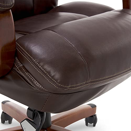 La-Z-Boy Fairmont Big and Tall Executive Office Chair with Memory Foam Cushions, High-Back, Bonded Leather - Biscuit Brown