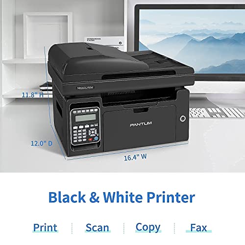 Fax Printer All in One Laser Printer Scanner Copier Fax WiFi Wireless Printer Black and White Printer Pantum M6602NW, Pantum PB-211 Toner Cartridge Standard Yield 1500 Pages