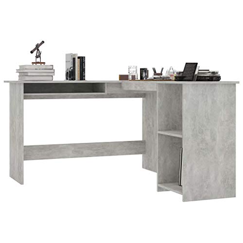 L-Shaped Computer Desk, Corner Desk with 2 Open Shelves, Writing Workstation Table for Home Office Study, 47.2"x55.1"x29.5