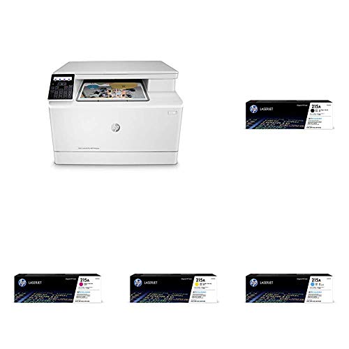 HP Color LaserJet Pro M182nw Wireless All-in-One Laser Printer, Remote Mobile Print, Scan & Copy (7KW55A) with Toner Cartridges - 4 Colors
