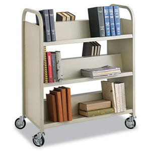 Generic Steel Book Cart, Six-Shelf, 36w x 18-1/2d x 43-1/2h, Sand