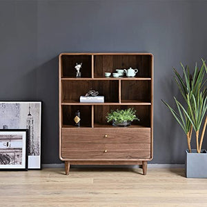 SUNESA Wooden Floor Standing Bookshelf - Walnut Color