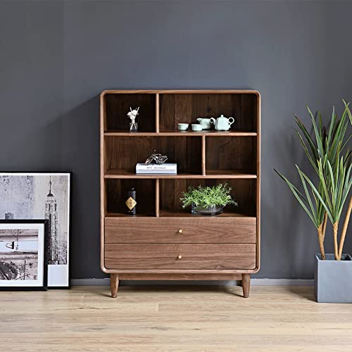 HARAY Floor-to-Ceiling Low Bookcase Storage Display Bookshelf - Cherry