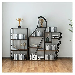 None Multi-Layer Metal Bookshelf Floor-to-Ceiling Display Rack (Brass)