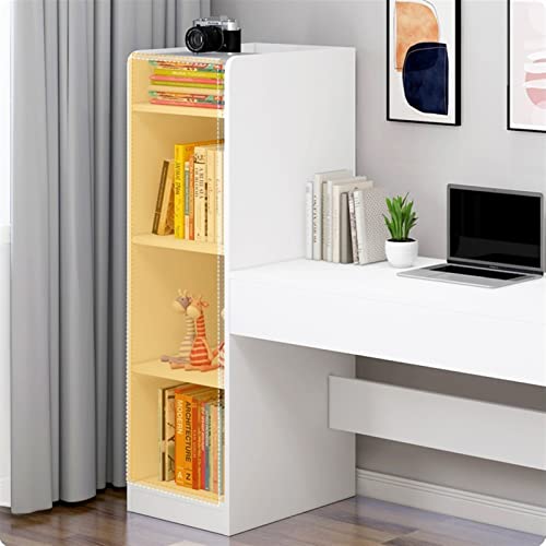 BinOxy Modern Minimalist Computer Desk with Multi-layer Storage Bookcase - White PC Table Study Table (112CM)