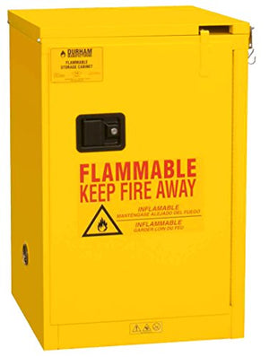 Durham 1004S-50 Flammable Safety Cabinet, 1 Self Closing Door, 4 gal, 17-3/8" x 18-1/8" x 23-3/8", Yellow