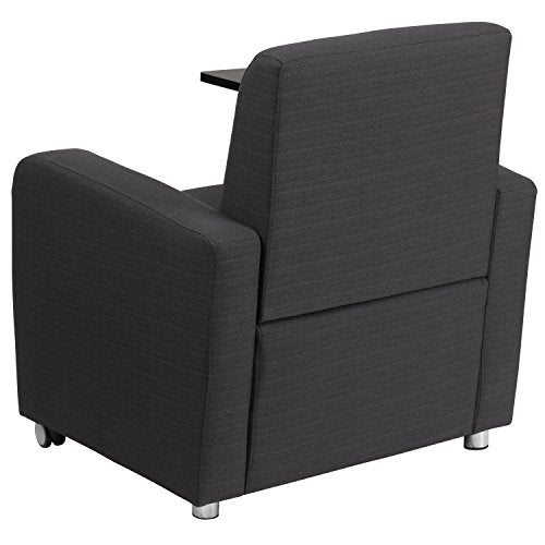 Flash Furniture Gray Fabric Guest Chair with Tablet Arm and Front Wheel Casters