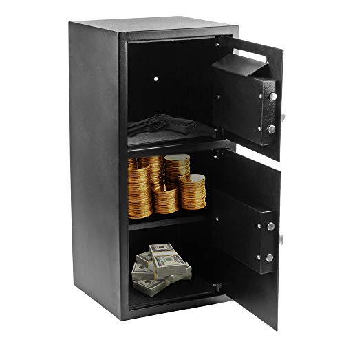 JYOSTORE Security Safe Box Safe Deposit Box with LCD Screen and Digital Lock, Digital Safe Box, with Two Keys,Carbon Steel Construction Great for Home, Hotel and Office