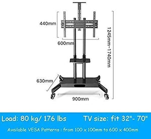 AuLYn Universal Rolling TV Cart for 32-70 Inch Flat Panel Screen, Swivel Trolley Stand