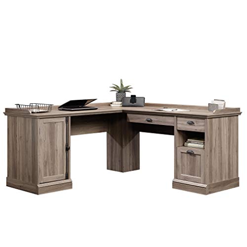 Sauder 418270 Barrister Lane L-Desk, L: 68.90" x W: 68.90" x H: 31.85", Salt Oak finish