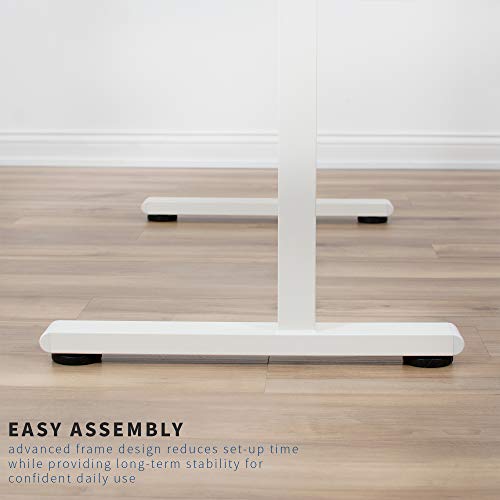 VIVO Height Adjustable 55 x 24 inch Standing Desk, Hand Crank Sit Stand Home Office Workstation with Frame and Table Top, White, DESK-M55TW