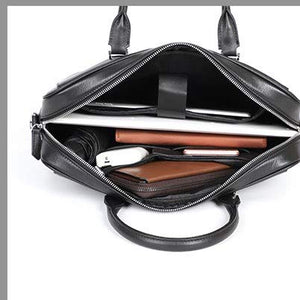HLMSKD Natural Cowhide Men's Briefcase Leather Men's Briefcase Laptop Bag Men's Business Leather Handbag Men's Bag Handbag