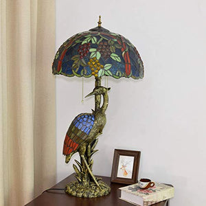 Xihe Tiffany Antique Table Lamp 20" Female Bird Desk Lamp