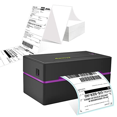 Asmvt Label Printer with Pack of 500 Label Paper，150mm/s Shipping Label Printer 4x6 for Small Business, USPS, FedEx, Shopify, Etsy, Amazon, Ebay