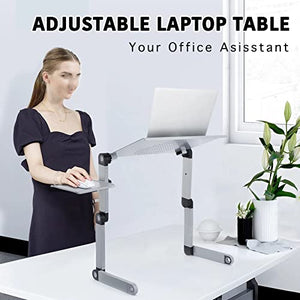 EYHLKM Adjustable Aluminum Laptop Desk Stand Table Vented Ergonomic TV Bed Lap Desk Work from Home Office Riser Couch (Color : A)