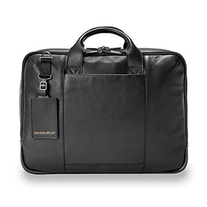 Briggs & Riley @ Work-Leather Brief Briefcase, Black, Medium