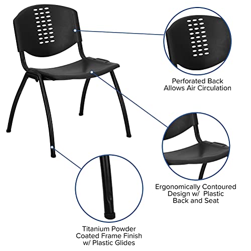 Flash Furniture 5 Pack HERCULES Series Black Plastic Stack Chair - 880 lb. Capacity