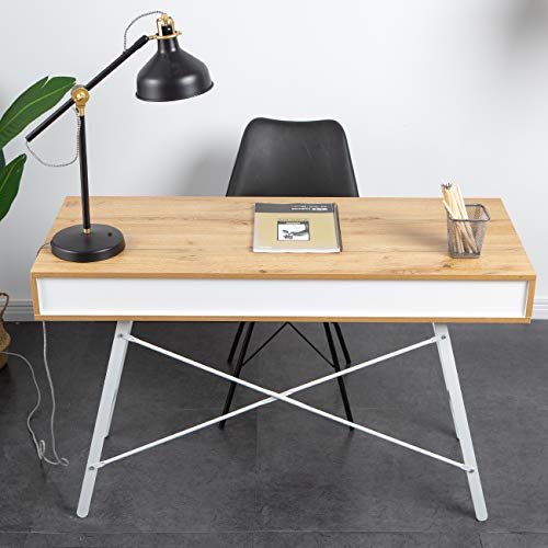 SDHYL 47 inches Home Office Desk Computer Desk with Drawers Workstation for Bedroom Drawing Table Office Table, S7-GCBG1019-US-N