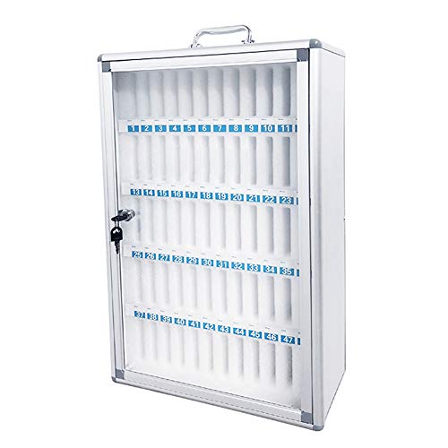 Loghot Aluminum Alloy Pocket Chart Cell Phones Storage Cabinet for Cell Phones,Wall-Mounted with a Locked,Can be Carried by Hand(60 Slots)