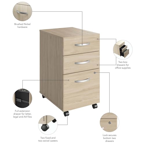 Nature's Logic Studio C 3 Drawer Mobile File Cabinet - Natural Elm, Assembled