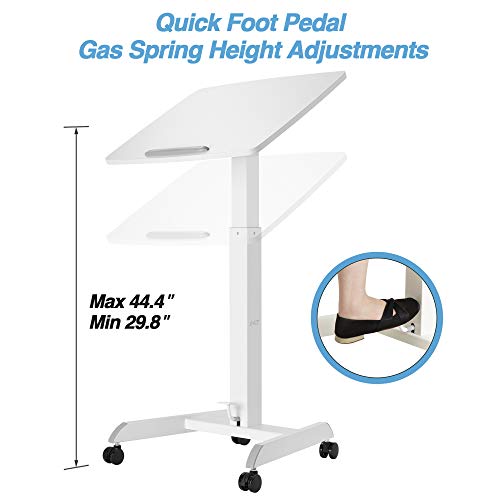 AVLT Mobile Workstation with Tilting Desk - Height Adjustable Standing Desk Cart