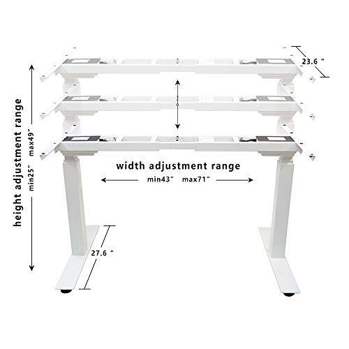AD ARAZY Electric Stand Up Desk Frame, Dual Motor Height Adjustable Standing Base DIY Workstation with Memory Controller (White Frame) (White)