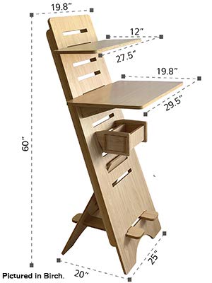 Modern Height Adjustable Sit to Stand Up Desk. Large Wood Desk Spaces That Easily Adjust for Ergonomic Standing or Sitting. Perfect as Home Office Work Desks and Multi-Task Computer Table Workstation.