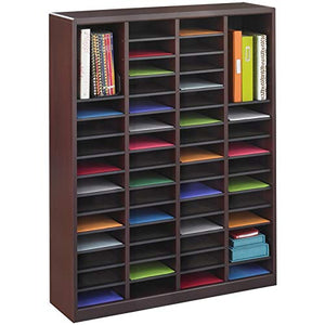 BOWERY HILL Wood 60-Compartment Mail Organizer in Mahogany