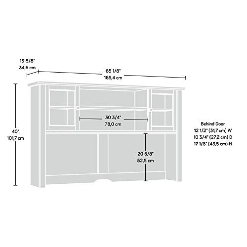Sauder Hammond Hutch Emery Oak Finish, L: 65.12" x W: 13.62" x H: 40.04"