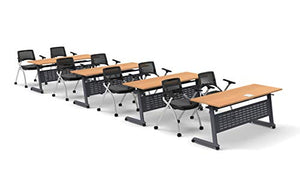 Team Tables 8 Person Folding Training Meeting Seminar Classroom Tables with Modesty Panel, Shelf, Power+USB Outlet - Model 5543 (12pc Beech)