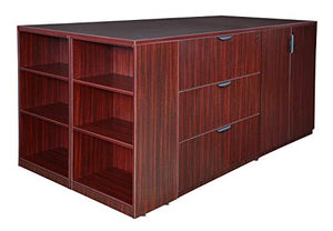 Regency Legacy Stand Set with Three Storage Cabinets, Lateral File, Bookcase Ends - Mahogany, 85" x 46