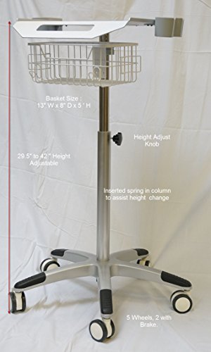 Mobile Rolling Cart for Ultrasound Imaging System Adjustable Height, Best for LCD Display Scanner.