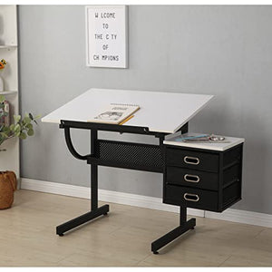Generic Tiltable Drawing Table with Stool and Drawer