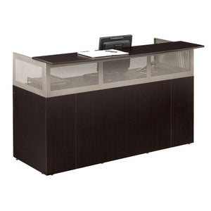 NBF Signature Series at Work 72" Reception Desk Espresso Laminate/Brushed Nickel Frame