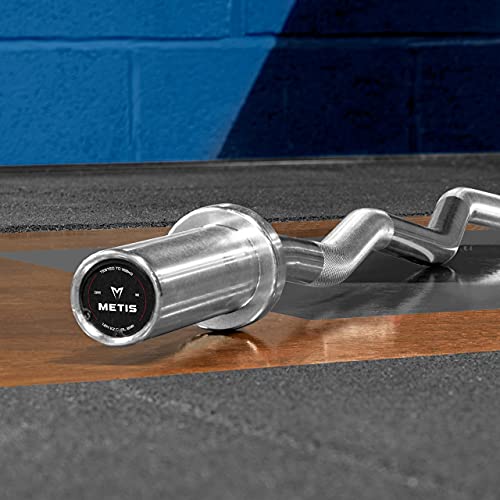 METIS EZ Curl Bar - Tricep Bar for Arm Weights Exercises | Weight Bars For Lifting | Bicep Curl Bar | Strength Training Equipment | EZ Weight Bar (+ 55lb Weight Plates [Pair])