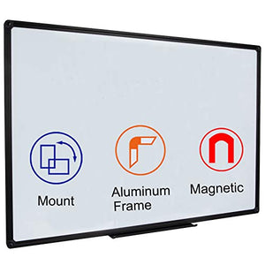 Large Magnetic White Board 60" x 48" Wall Mount Dry Erase Board with Pen Tray for Home Office Classroom Usage, Black Aluminum Frame