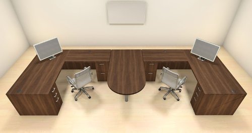 UTM Modern Executive Office Workstation Desk Set for Two Persons, CH-AMB-S54