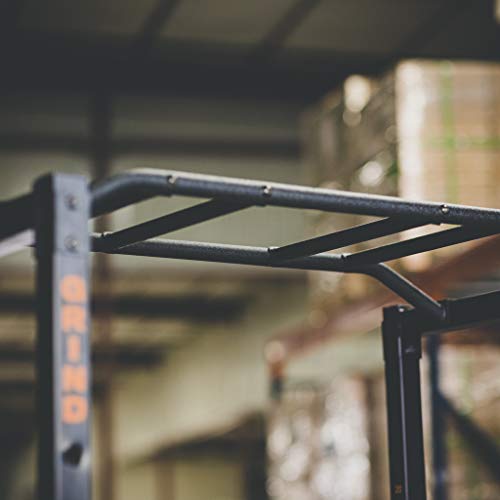 GRIND Fitness Alpha3000 Power Rack, Squat Rack with Barbell Holder, Silver Spotter Arm,2x2 Uprights, Textured Multi-Grip Pull Up Bar, Heavy Duty J-Cups (Alpha3000)