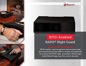 Hornady Rapid Safe Night Guard – Nightstand Gun Safe with RFID Reader, Clock, USB Ports – RFID Safe for Fast, Multiple Method Entry – Includes Rapid Safe, 3 Methods of Entry and Security Cable