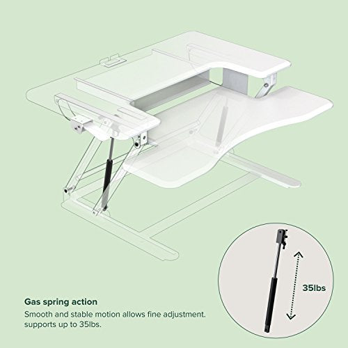 Zinus Betsy Smart Adjust Standing Double Desk / Adjustable Height Desktop Workstation, White